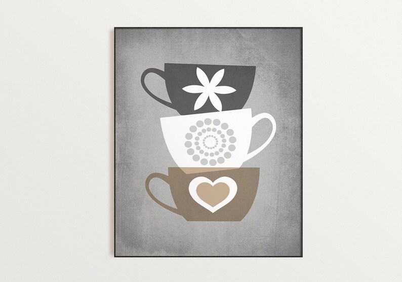 Brown Gray Wall Art Kitchen Decor Kitchen Wall Art Blue Etsy