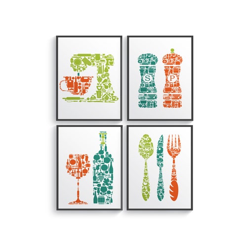 Colorful Dining Room Wall Art Colors Kitchen Wall Art Etsy