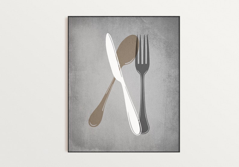 Brown Gray Wall Art Kitchen Decor Kitchen Wall Art Blue Etsy