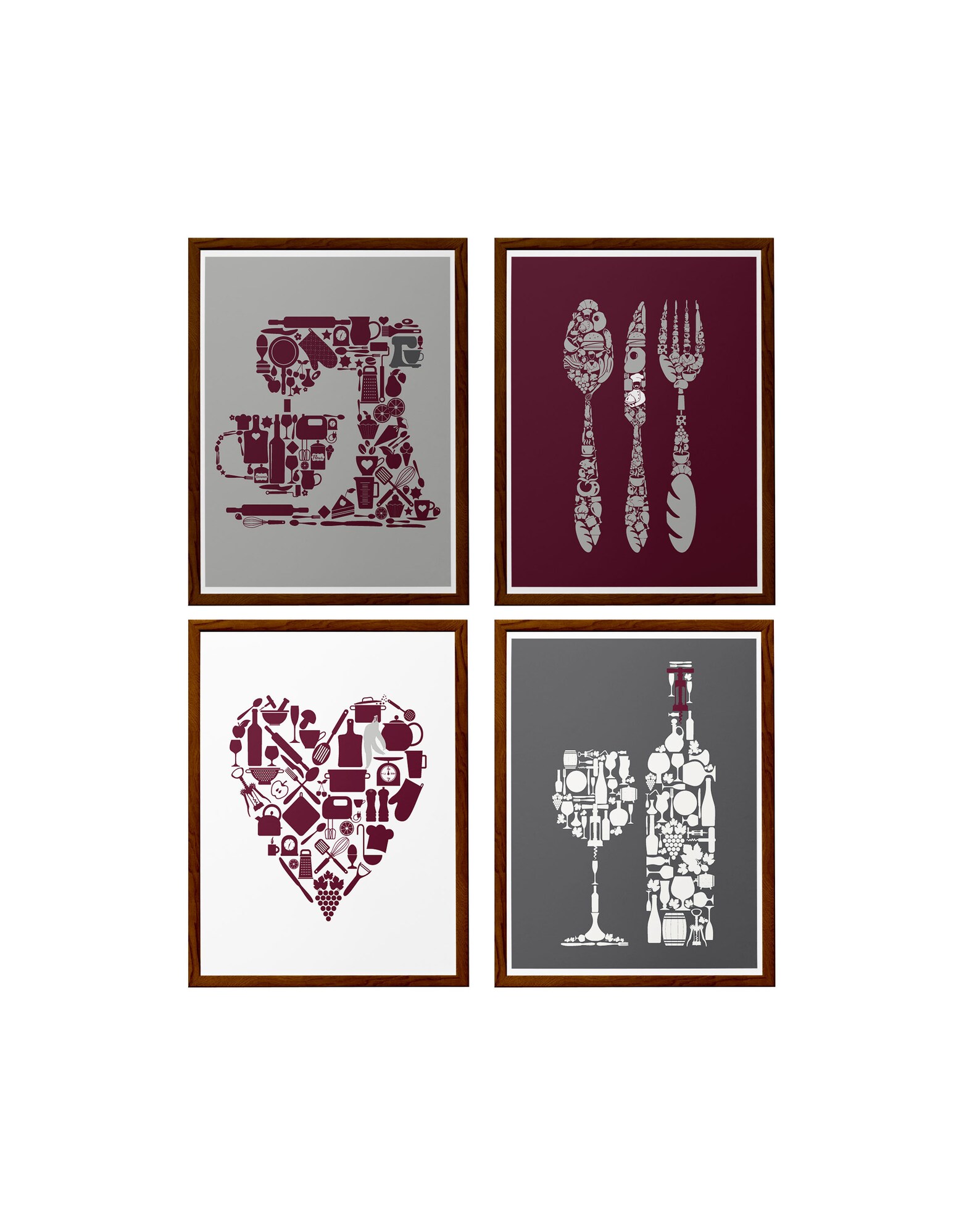 Burgundy Purple Kitchen Wall Decor Kitchen Wall Art Purple Etsy