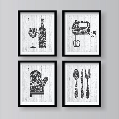 Dark Grey Kitchen Wall Decor Home Decor Dining Room Wall Art Etsy