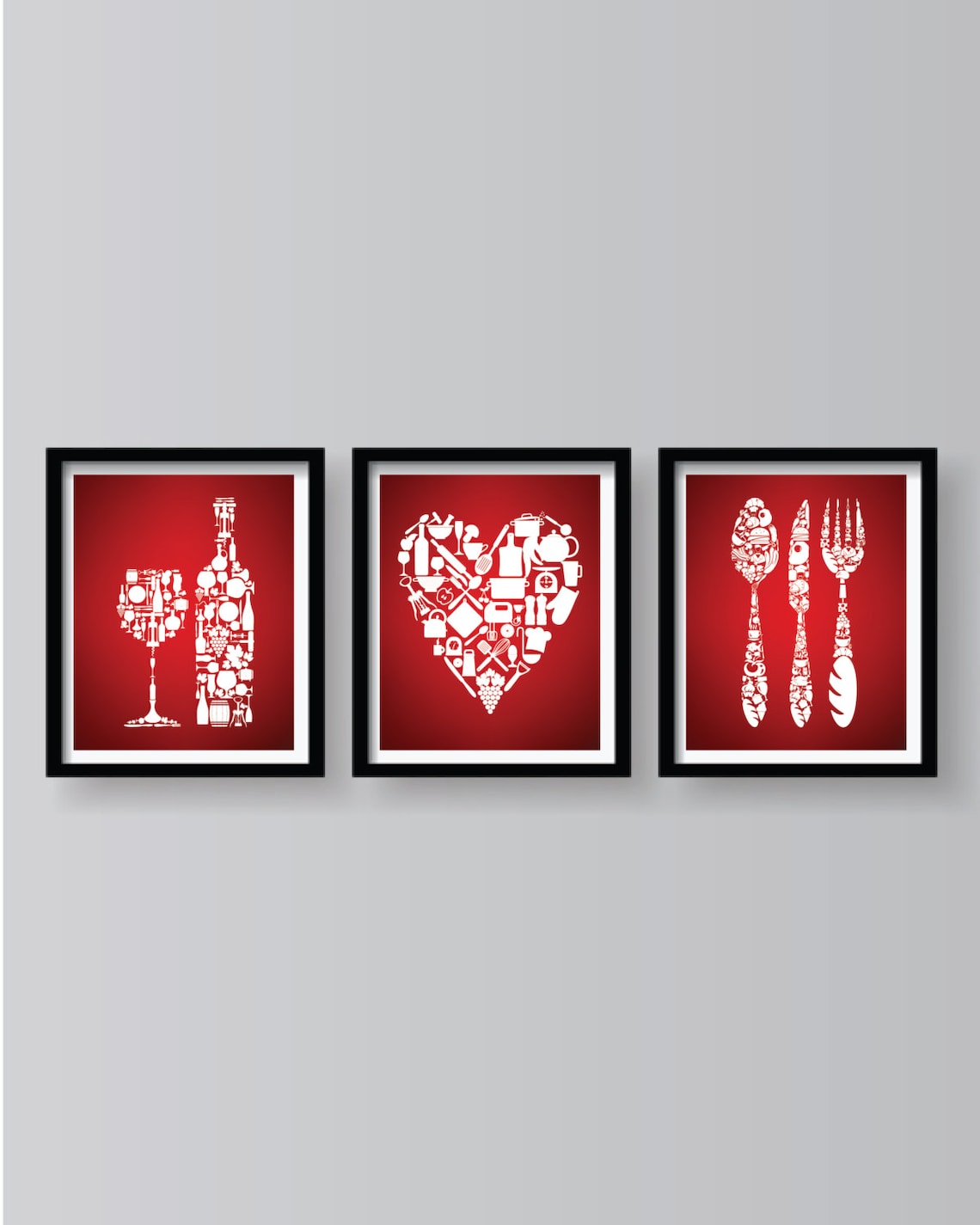 Red Kitchen Wall Decor Red Dining Room Art Red Kitchen Etsy