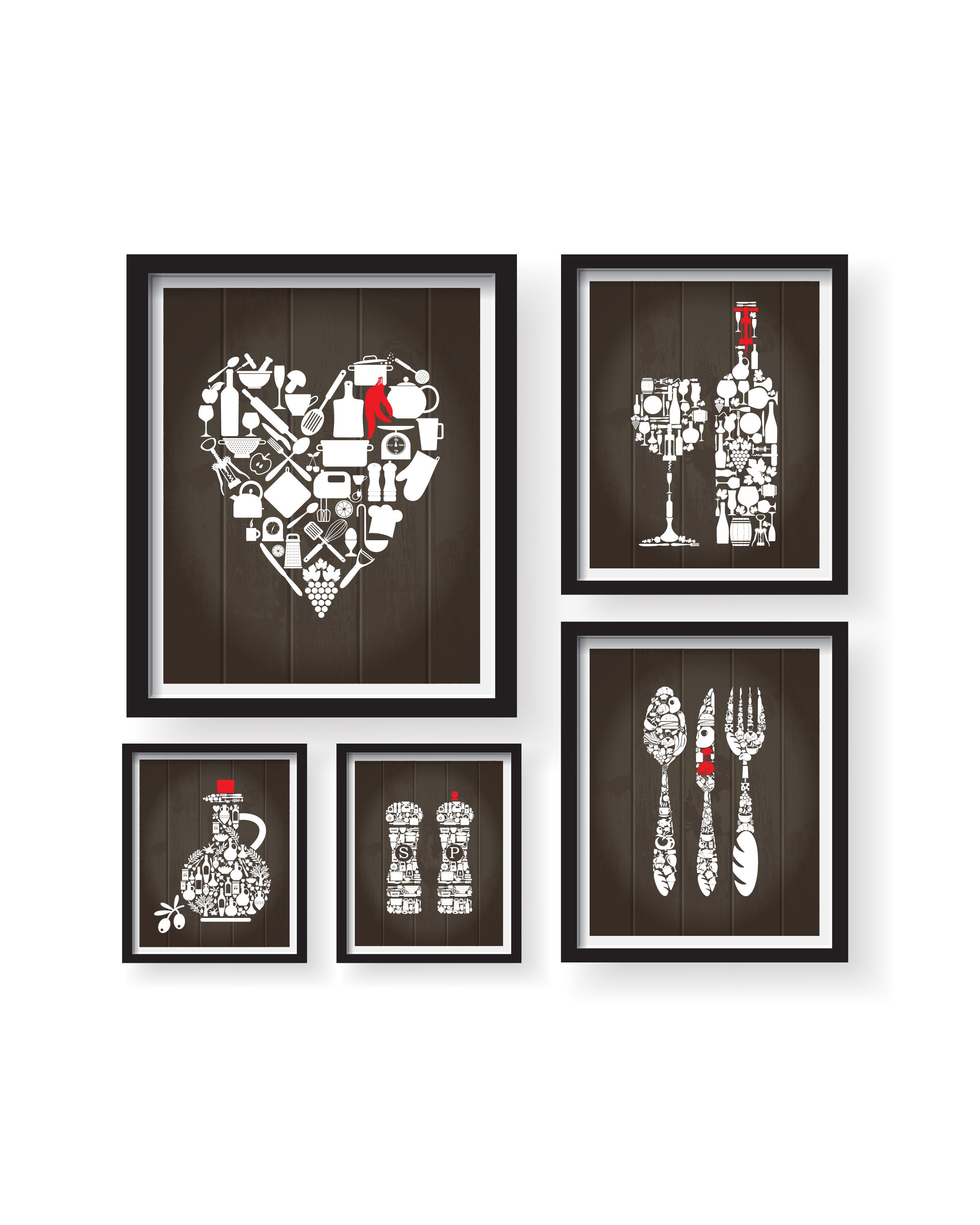 Brown White Kitchen Decor Brown Kitchen Wall art Brown Etsy