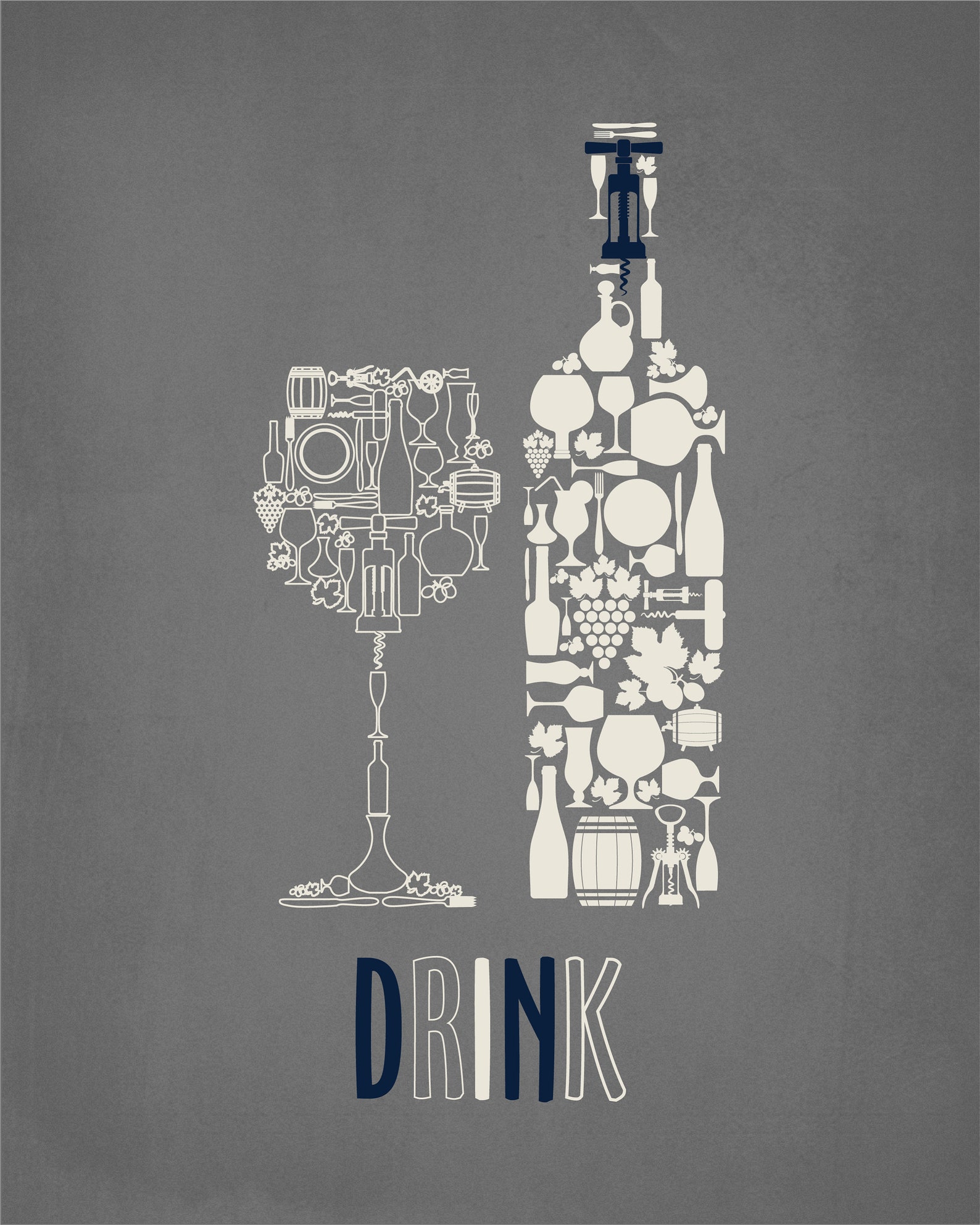 Navy Blue Gray Cream Kitchen Wall Decor Navy Kitchen Wall Etsy