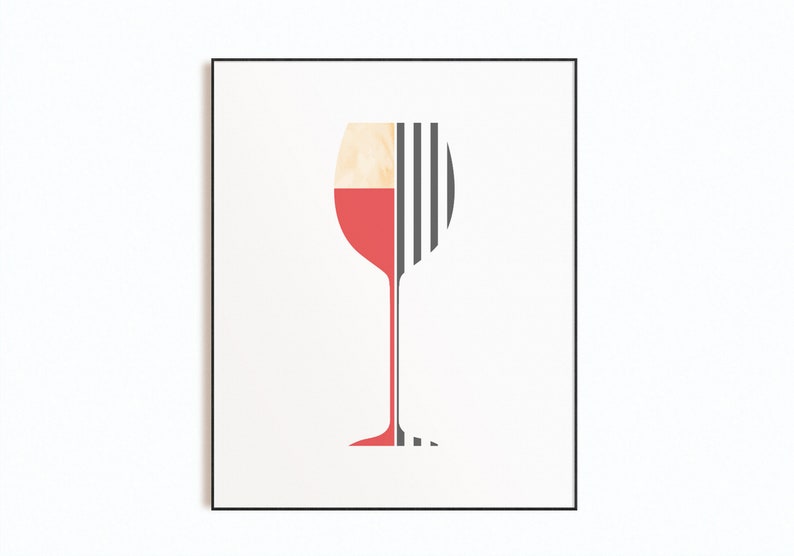 Geometric Wine Décor Set Modern Wine Art Geometric Wine Etsy
