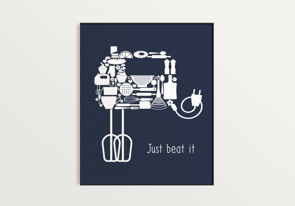 Navy Blue Kitchen Wall Art Blue Kitchen Prints Modern Home Etsy