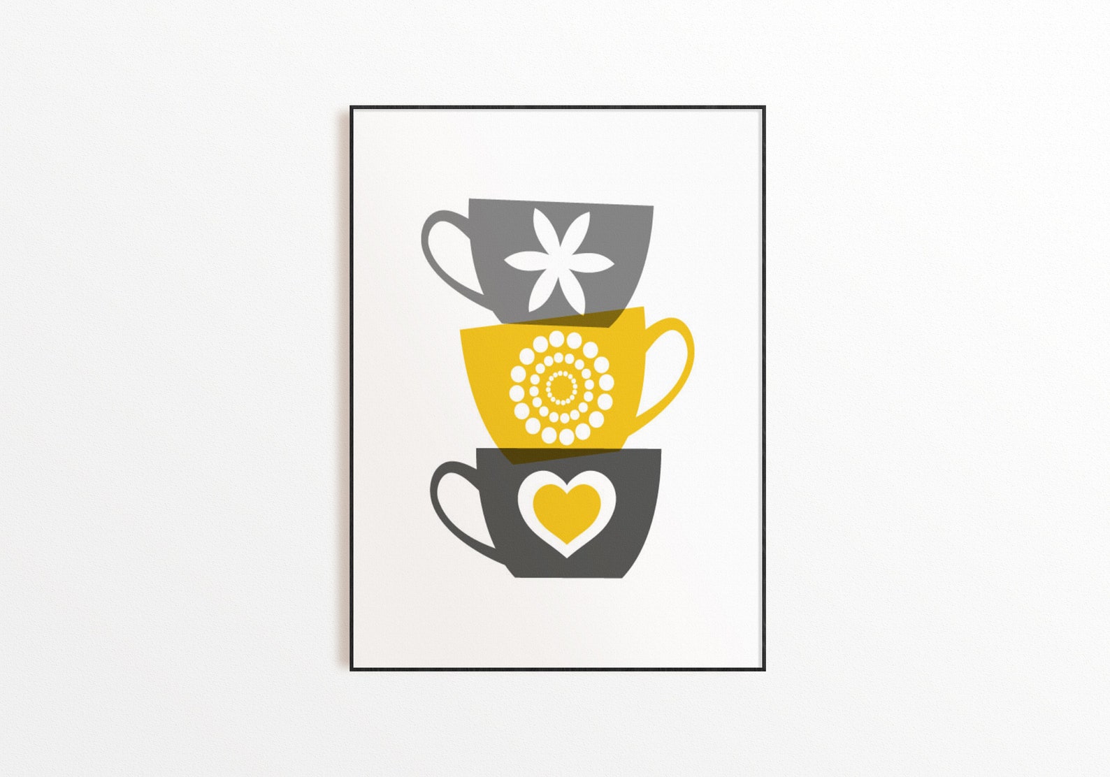 Modern Yellow and Gray Kitchen Wall Art Set Yellow Gray Etsy