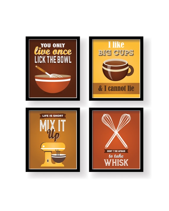 Brown Kitchen Decor Kitchen Wall Decor Orange Kitchen Wall Etsy