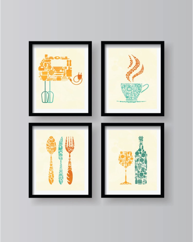 Retro Kitchen Decor Kitchen Wall Art Kitchen Decor Kitchen Etsy