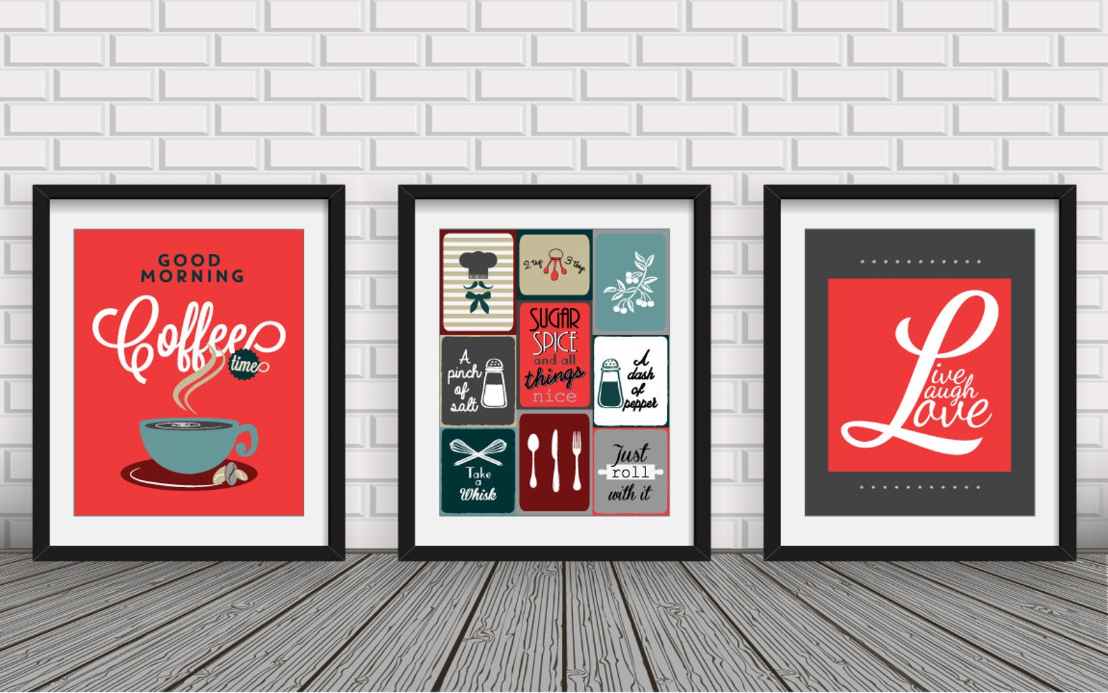 Red Kitchen decor red Kitchen wall art Kitchen prints Kitchen Etsy