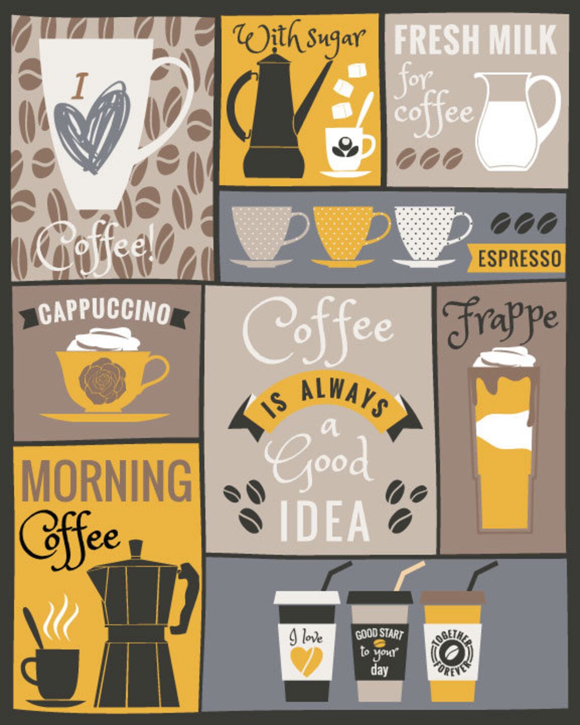 Coffee and Tea Kitchen Decor Coffee Tea Lovers Gift Coffee Etsy