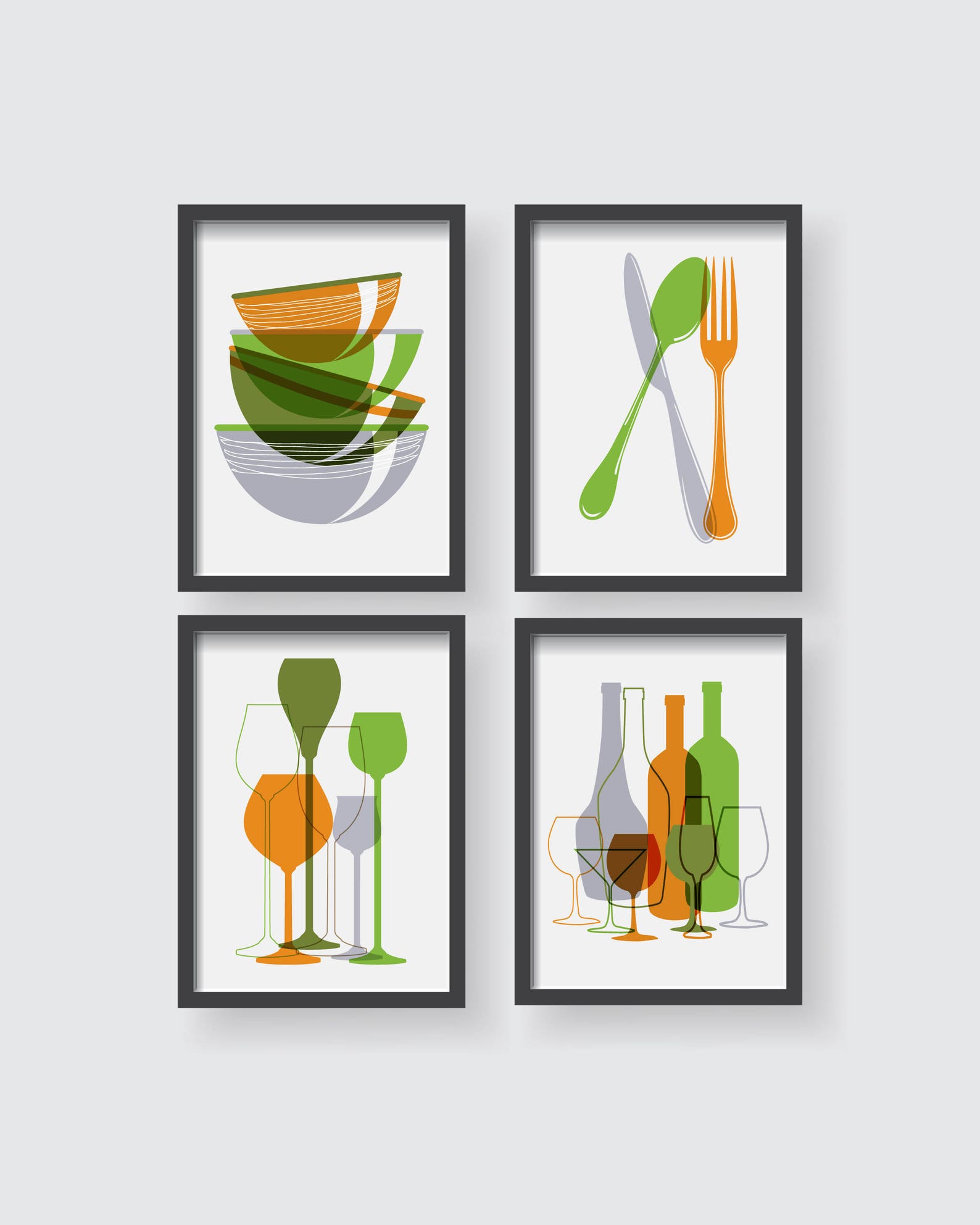 Orange Kitchen Decor Colorful Kitchen Art Modern Kitchen Etsy