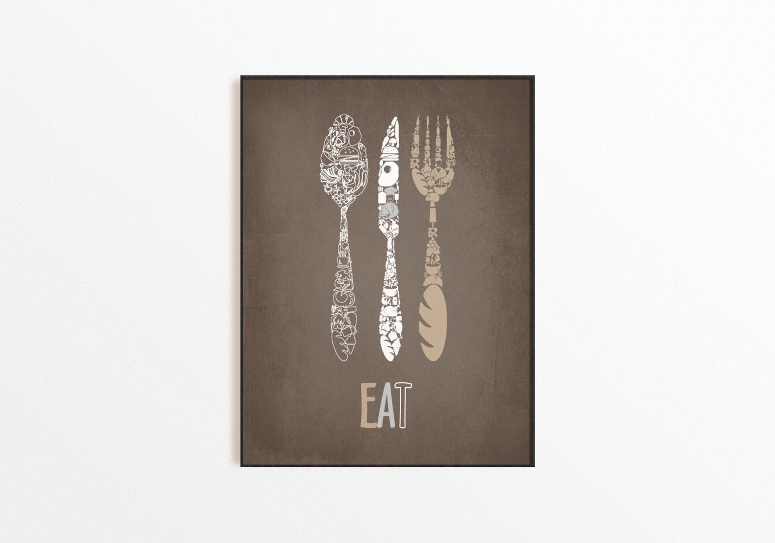 Brown Gray Kitchen Wall Decor Brown Gray Kitchen Wall Art Etsy