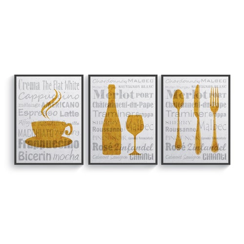 Gray Kitchen Art Set Gray Dining Room Wall Art Gray Kitchen Etsy