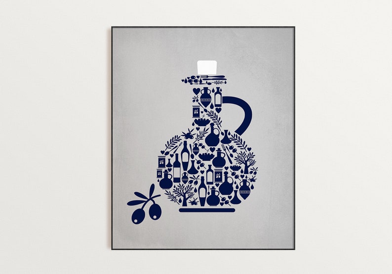 Navy Blue Kitchen Wall Art Gray Kitchen Prints Modern Home Etsy