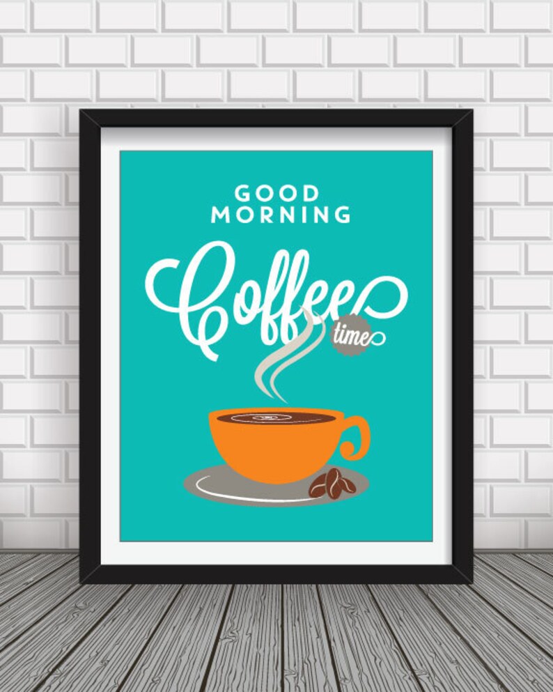 Orange Turquoise Kitchen Decor Kitchen Wall Art Kitchen Prints Etsy