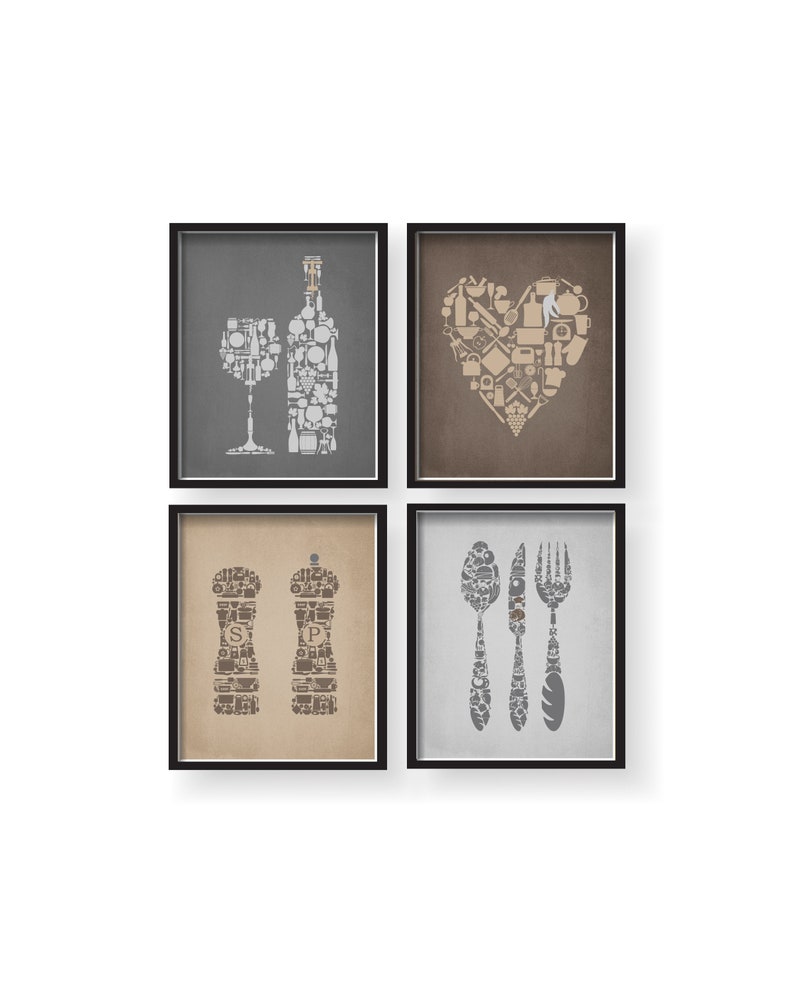 Brown Kitchen Wall Decor Brown Gray Dining Room Wall Art Etsy UK