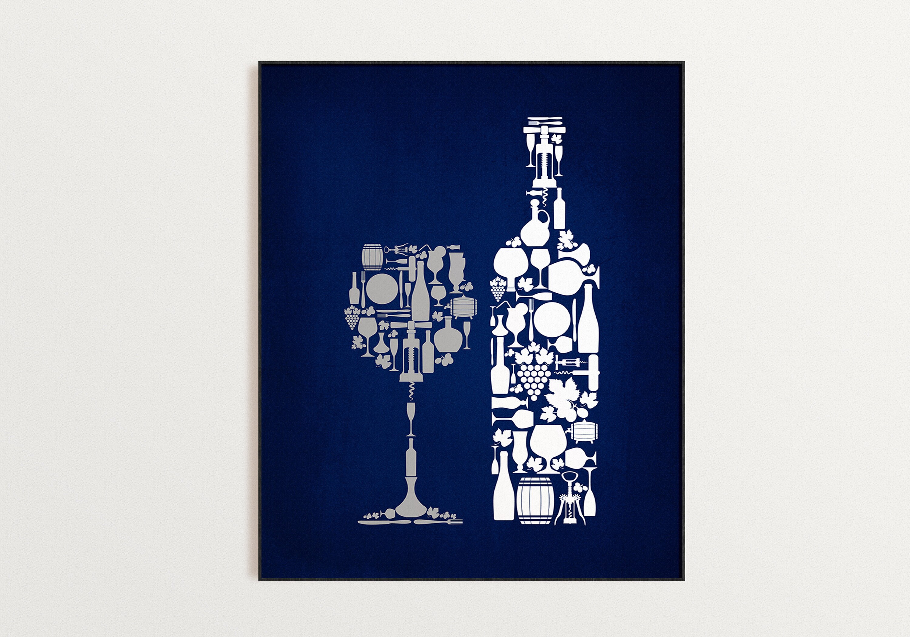 Navy Blue Gray Kitchen Wall Decor Navy Kitchen Wall Art Etsy