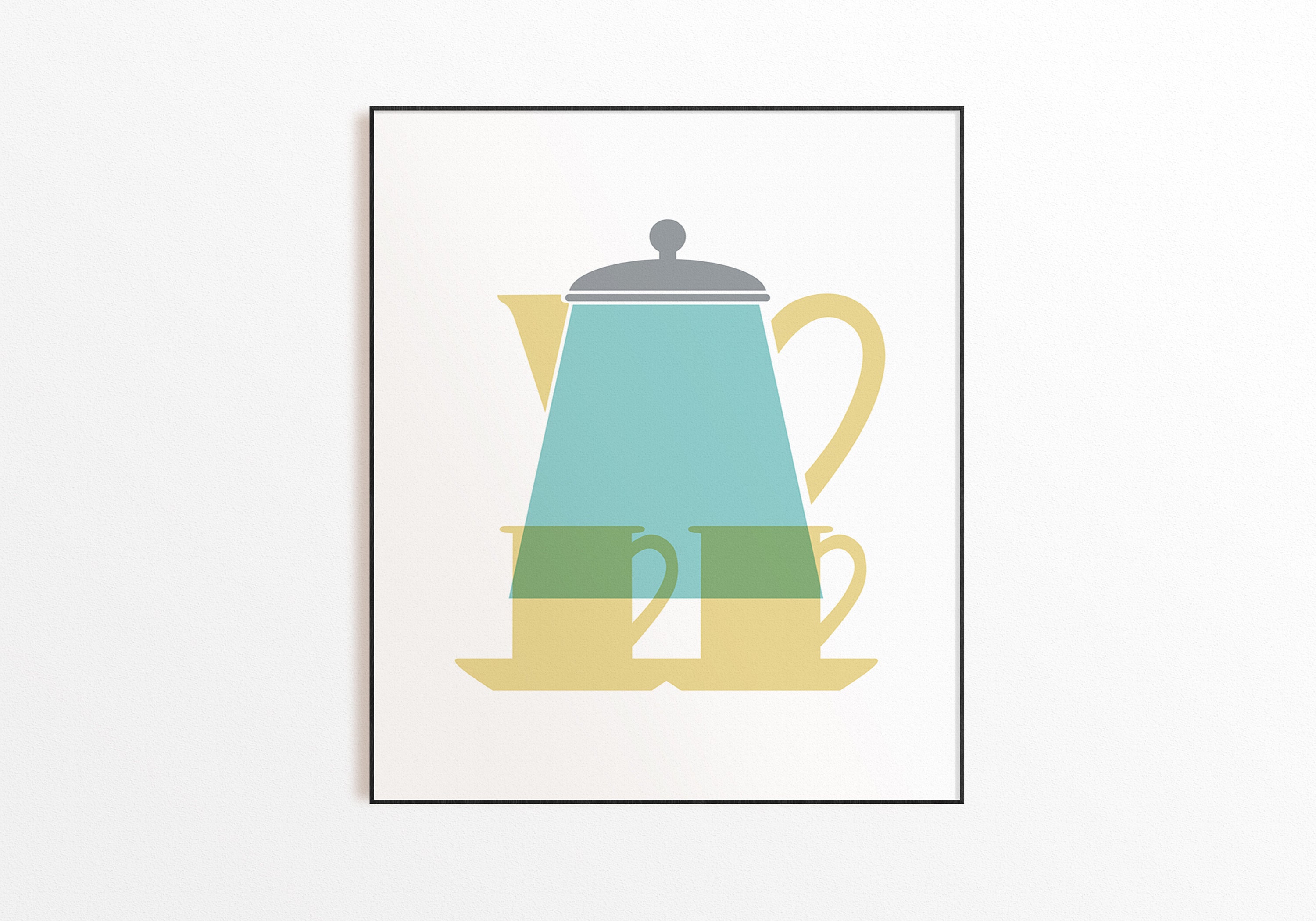 Light teal Yellow Kitchen Wall Art Yellow Kitchen Prints Etsy