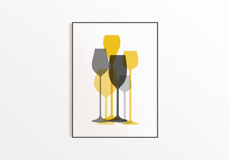 Modern Yellow and Gray Kitchen Wall Art Set Yellow Gray Etsy