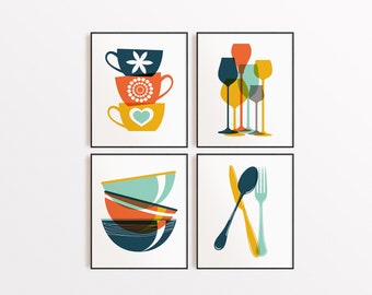 Mid Century Kitchen Wall Art - Etsy