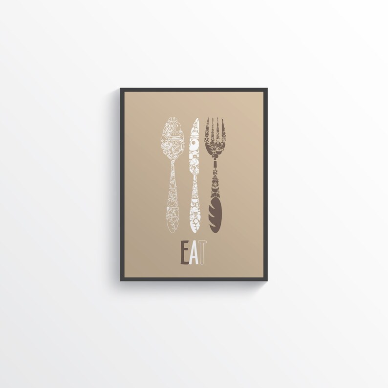 Brown Kitchen Wall Art Brown Kitchen Prints Modern Home Etsy