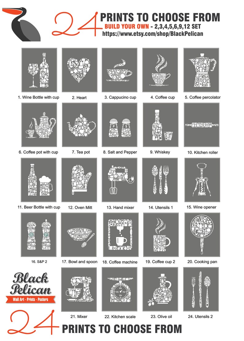 Teal Brown Kitchen Decor Kitchen Wall Art Set Kitchen Etsy