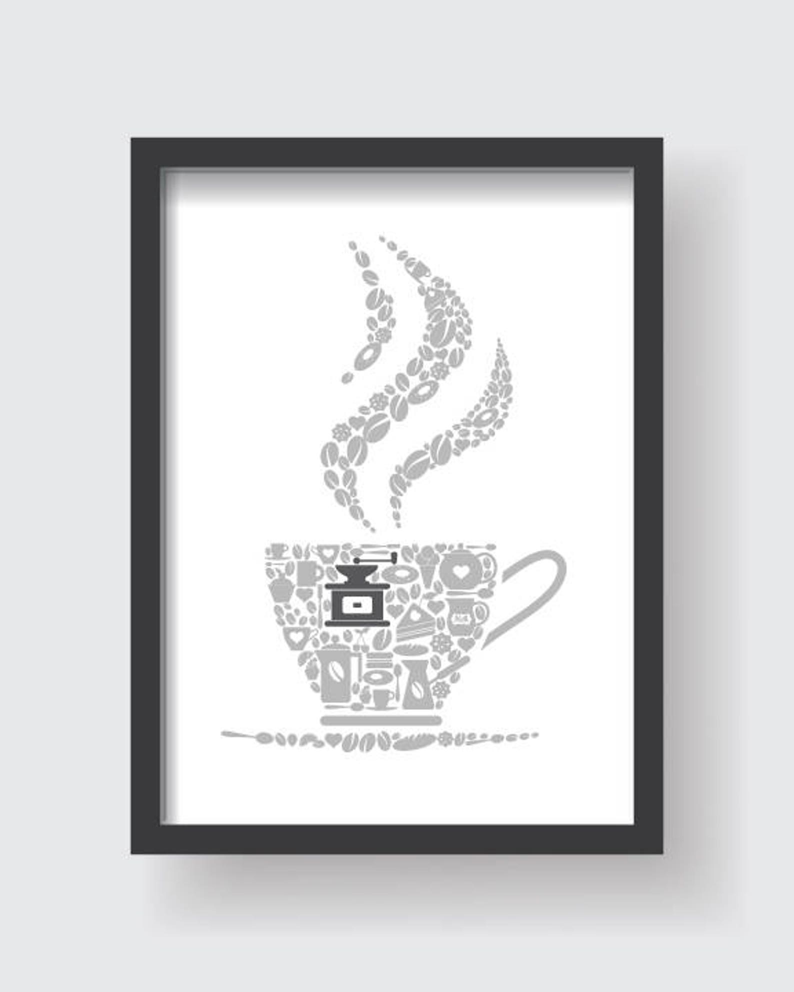 Mustard Yellow Gray Kitchen Wall Decor Set Yellow Kitchen Etsy Canada