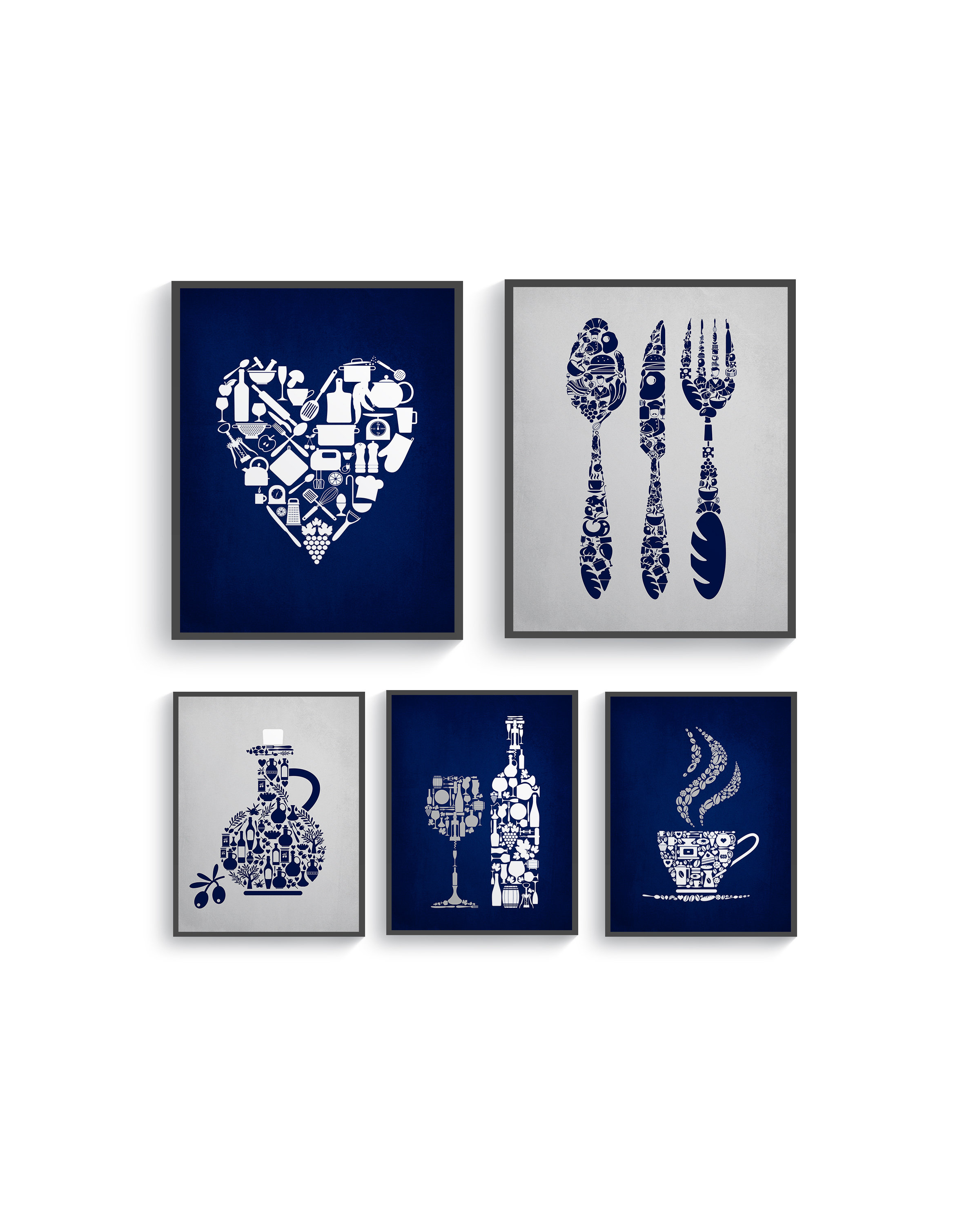 Navy Blue Gray Kitchen Wall Decor Navy Kitchen Wall Art Etsy
