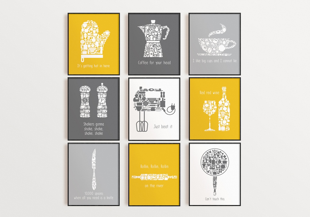 Yellow Kitchen Wall Art Yellow Kitchen Prints Modern Home Etsy