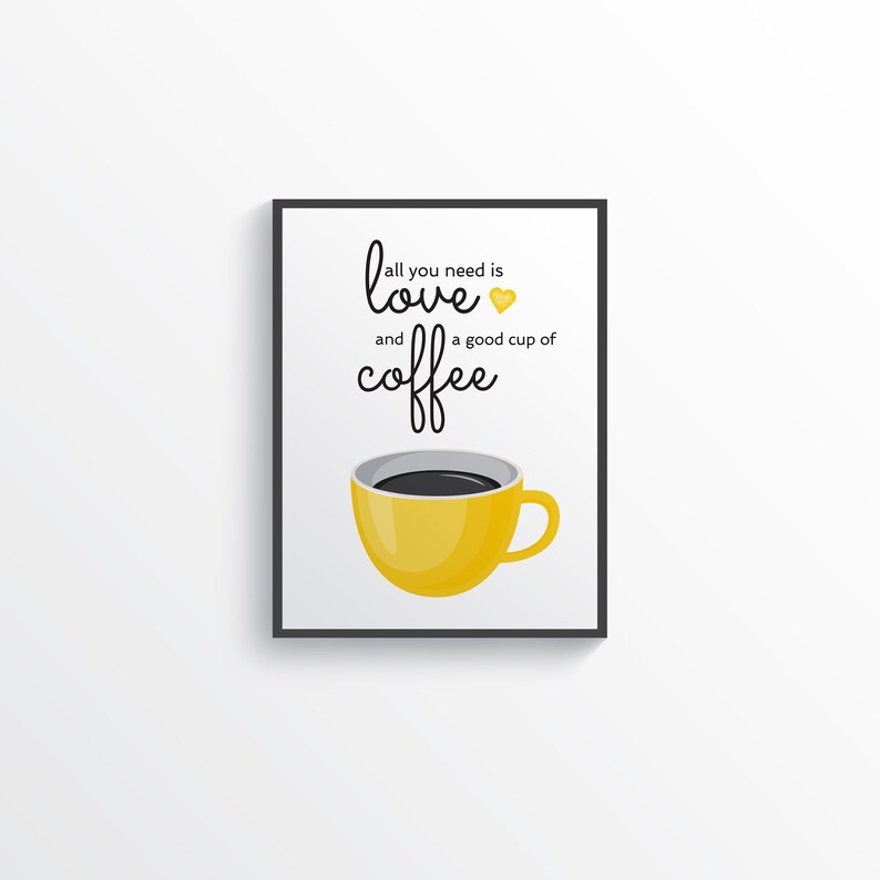 Yellow Gray Kitchen Quote Print Yellow Gray Wall Art Etsy UK