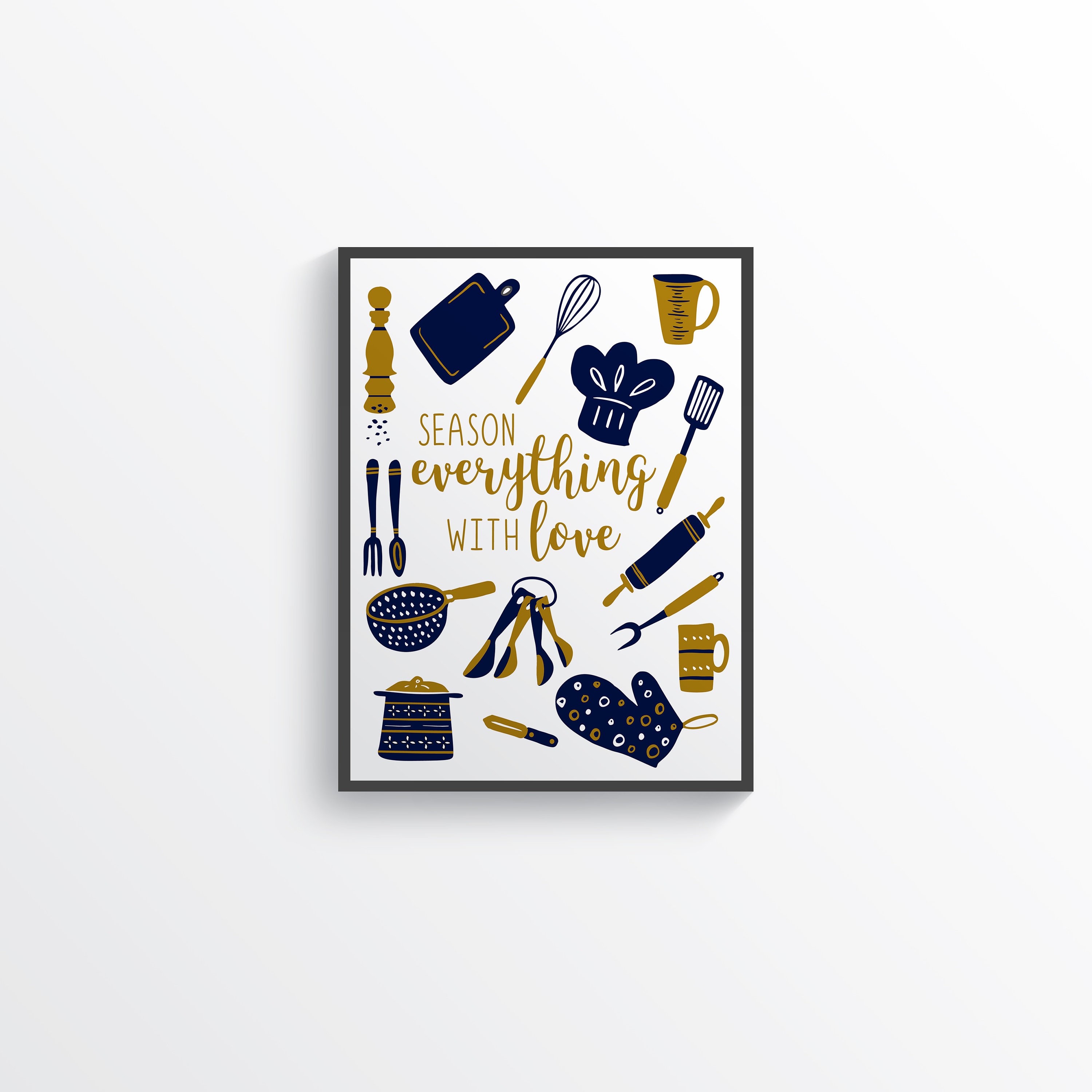 Funny Navy Gold Kitchen Wall Decor Navy Kitchen Wall Art Etsy