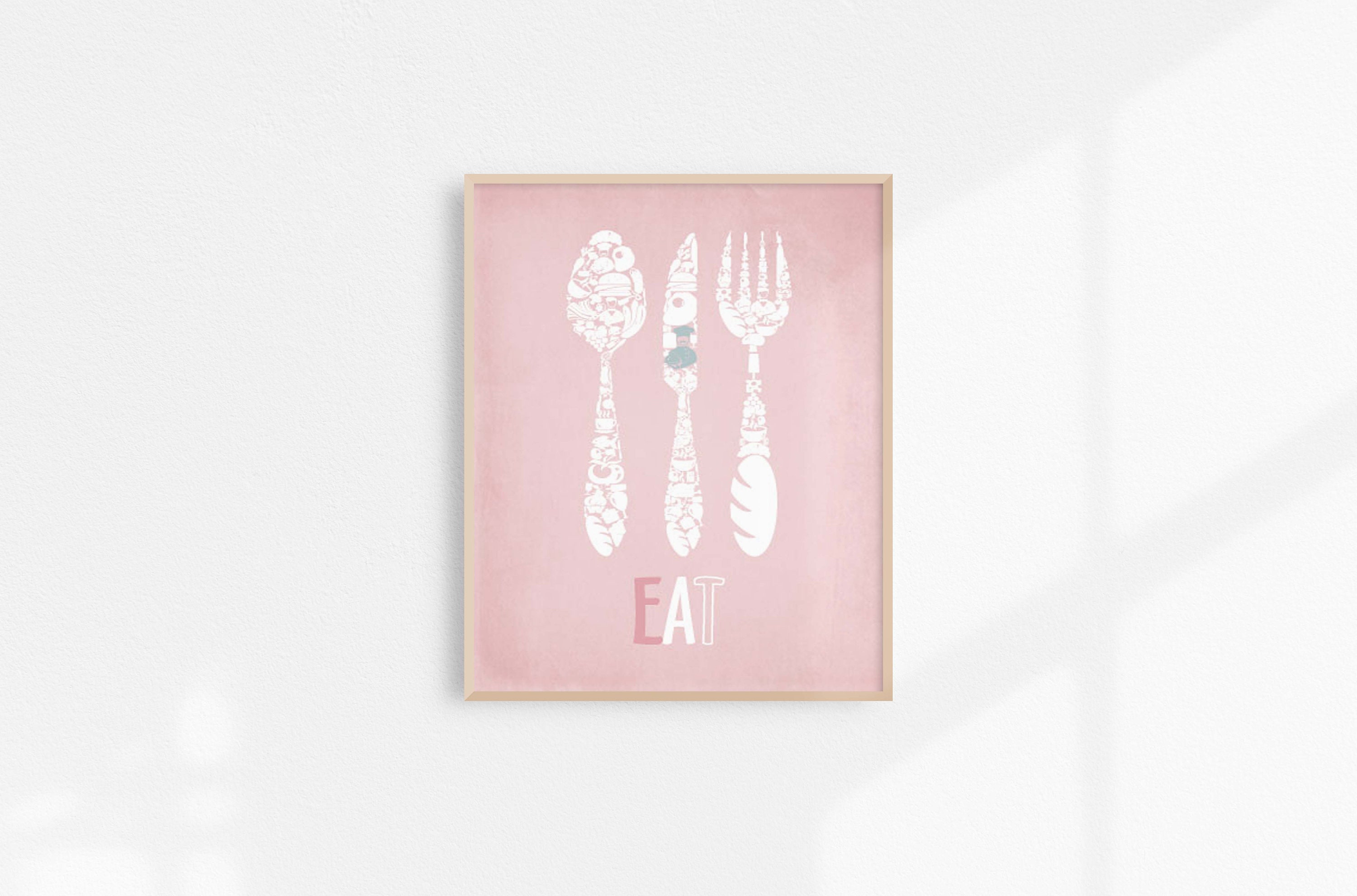 Pink Blue Kitchen Decor Funny Kitchen Prints Kitchen Wall Etsy