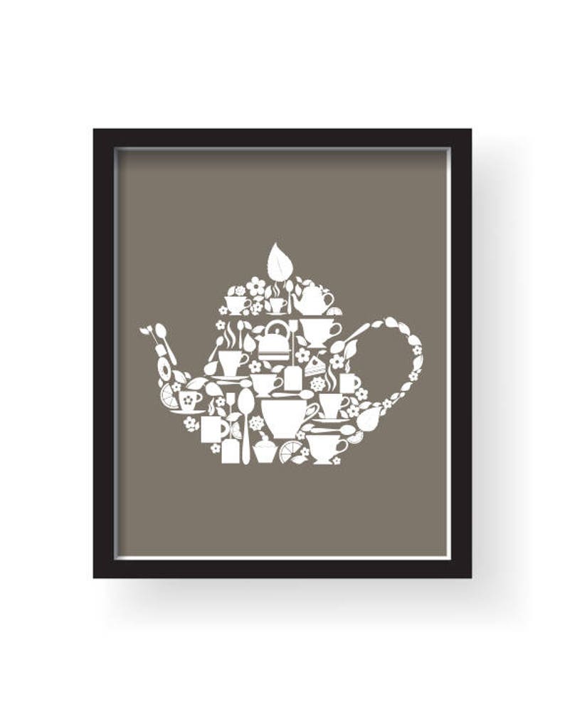 Teal Brown Kitchen Decor Kitchen Wall Art Set Kitchen Etsy