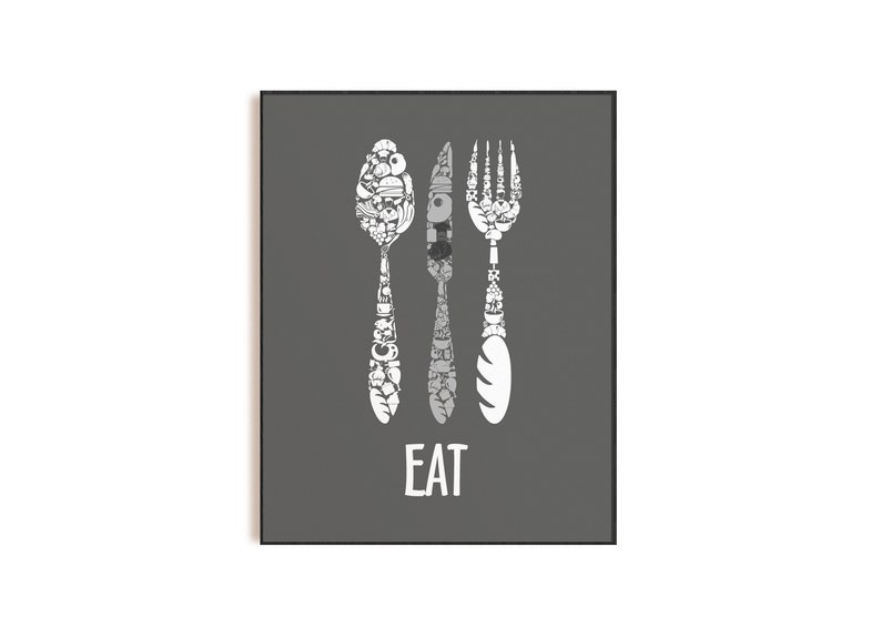 Black White Gray Kitchen Wall Art Gray Kitchen Prints Modern - Etsy