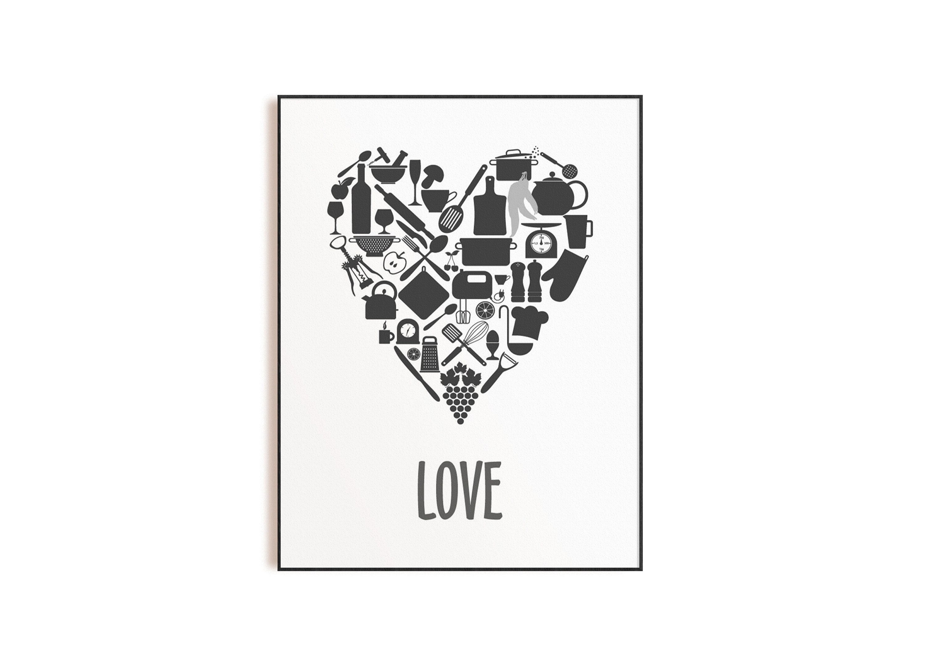 Black White Gray Kitchen Wall Art Gray Kitchen Prints Modern Etsy