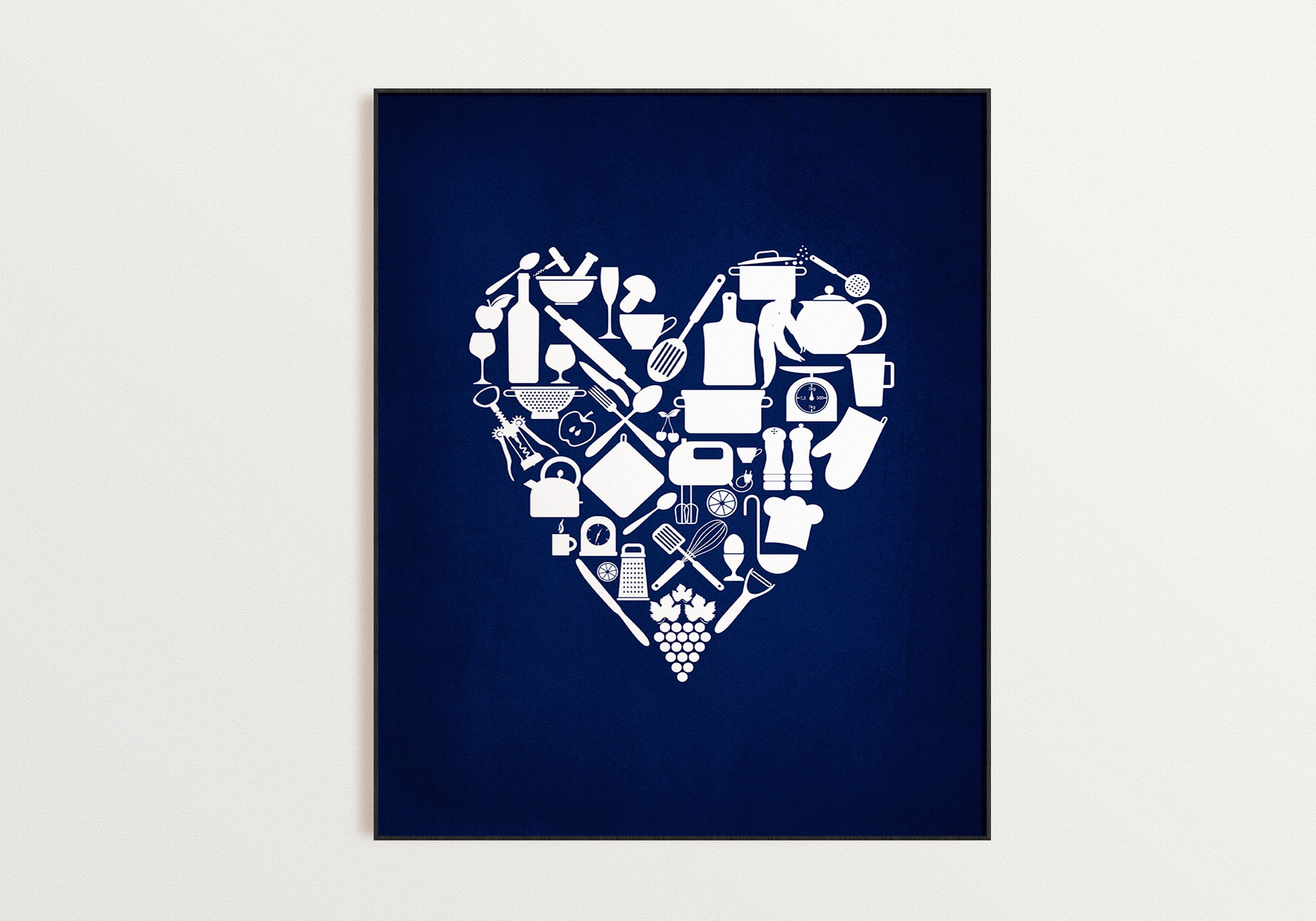 Navy Blue Gray Kitchen Wall Decor Navy Kitchen Wall Art Etsy