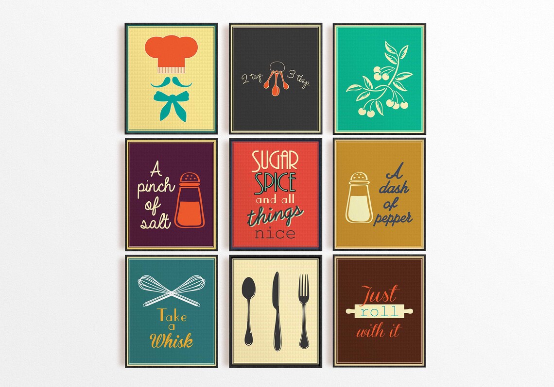 Mid Century Kitchen Decor Kitchen Wall Art Kitchen Posters Etsy