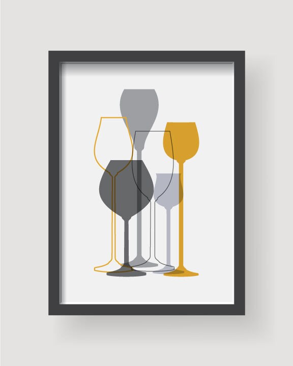 Yellow Gray Kitchen Print Yellow Gray Wall Art Dining Room Etsy