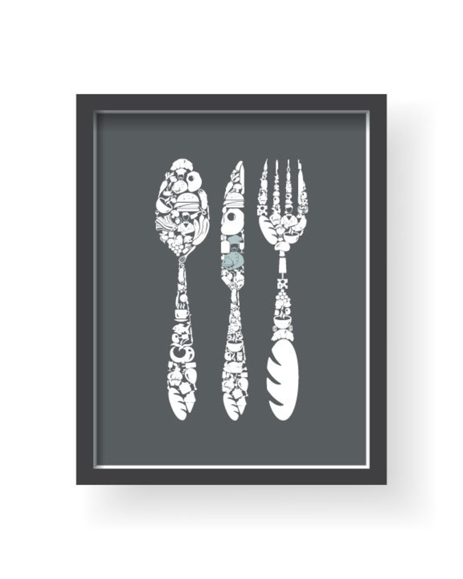 Cadet Blue Kitchen Wall Decor Blue Gray Kitchen Wall Art Etsy