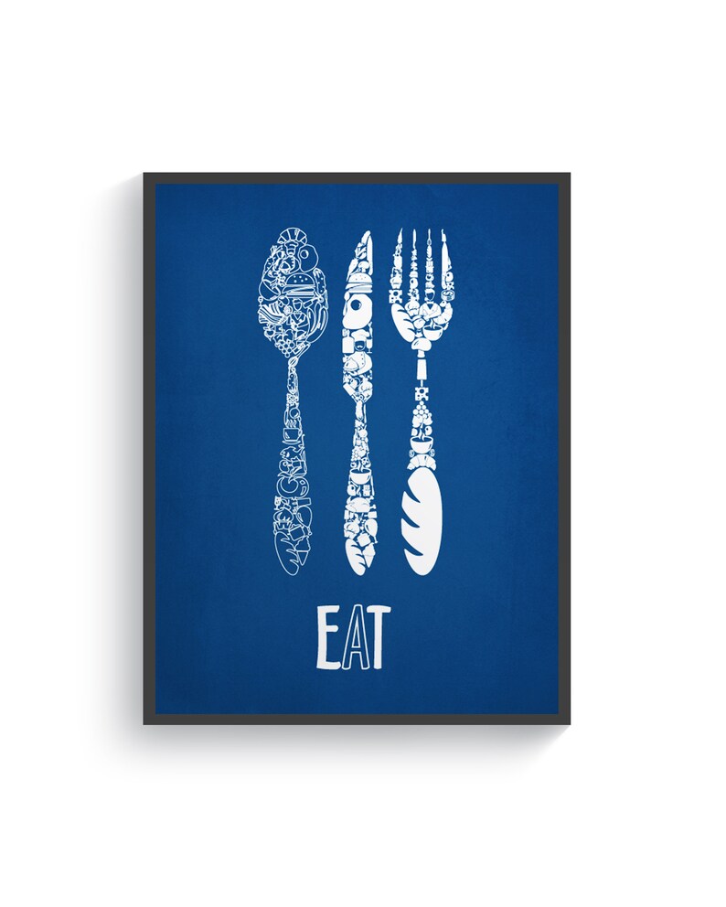 Blue Kitchen Wall Decor Blue Kitchen Wall art Blue Kitchen Etsy
