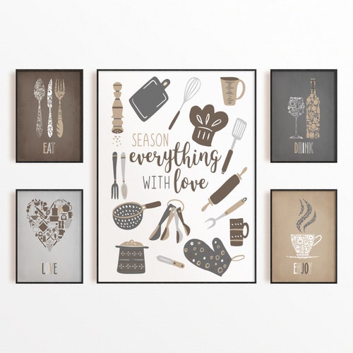 Dark Grey Kitchen Wall Decor Home Decor Dining Room Wall Art Etsy