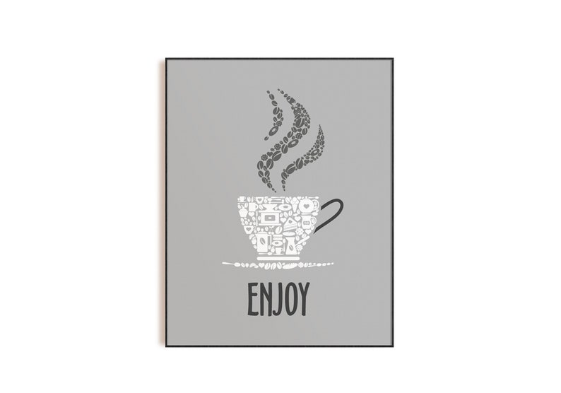 Black White Gray Kitchen Wall Art Gray Kitchen Prints Modern Etsy