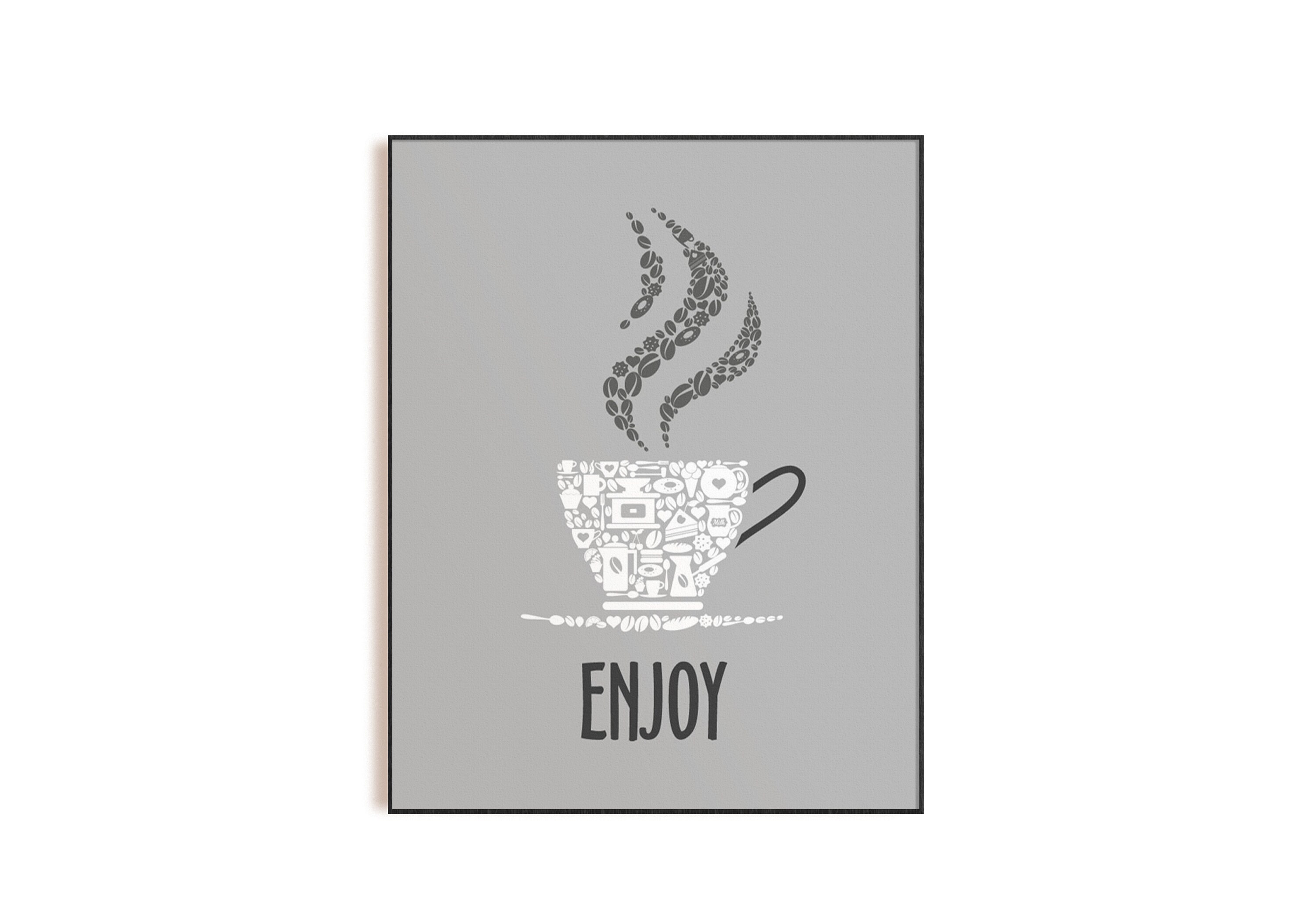 Black White Gray Kitchen Wall Art Gray Kitchen Prints Modern Etsy