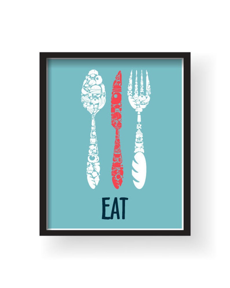 Red Kitchen Wall Decor Red Blue Kitchen Wall Art Kitchen Etsy
