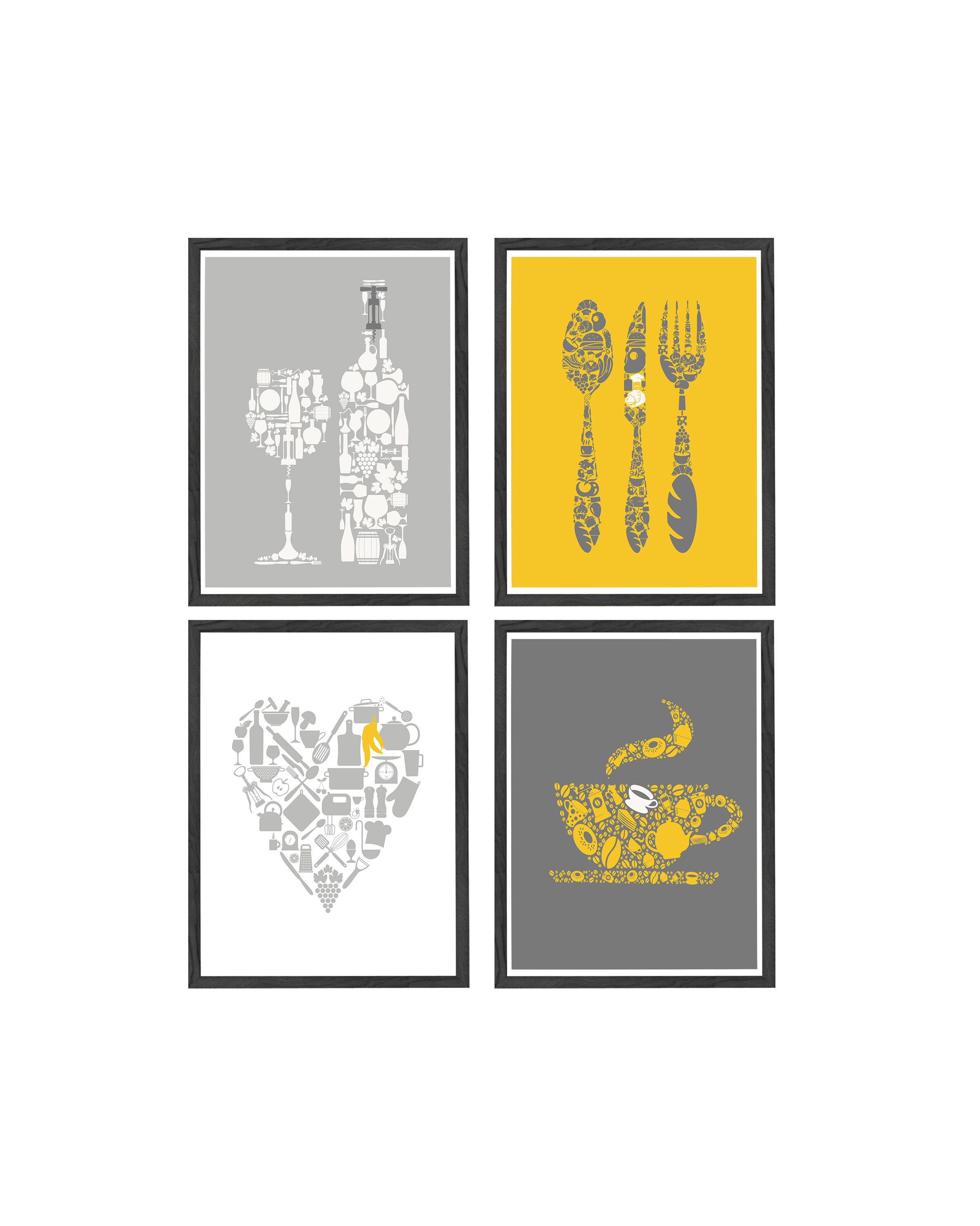 Yellow Kitchen Wall Decor Yellow Gray Kitchen Wall Art Etsy UK