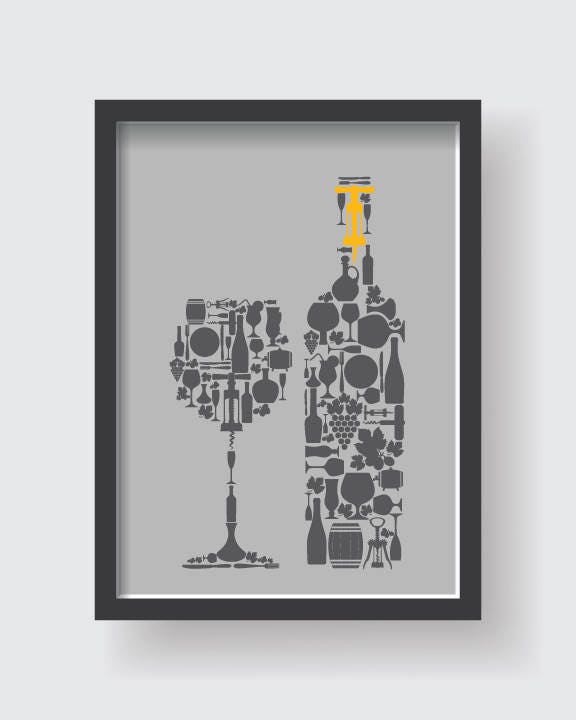 Mustard Yellow Gray Kitchen Wall Decor Set Yellow Kitchen Etsy