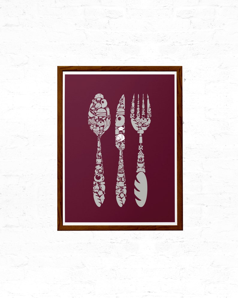 Burgundy Purple Kitchen Wall Decor Kitchen Wall Art Purple Etsy