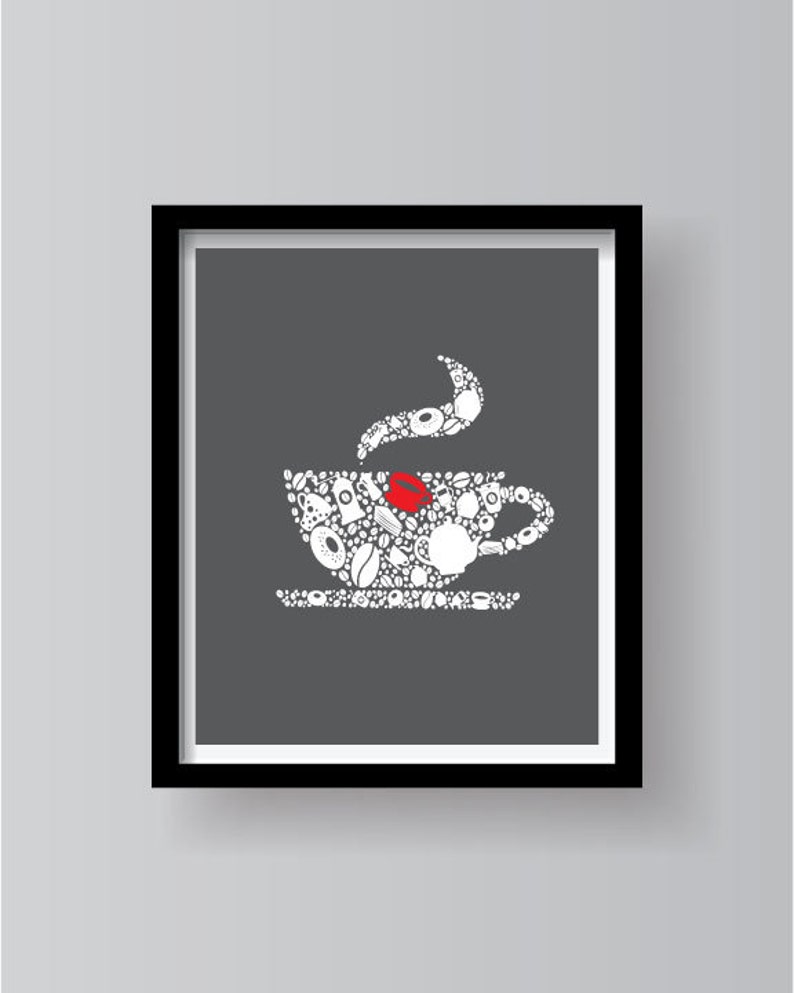 Gray Kitchen Prints Set Gray White Kitchen Wall Art Gray Etsy