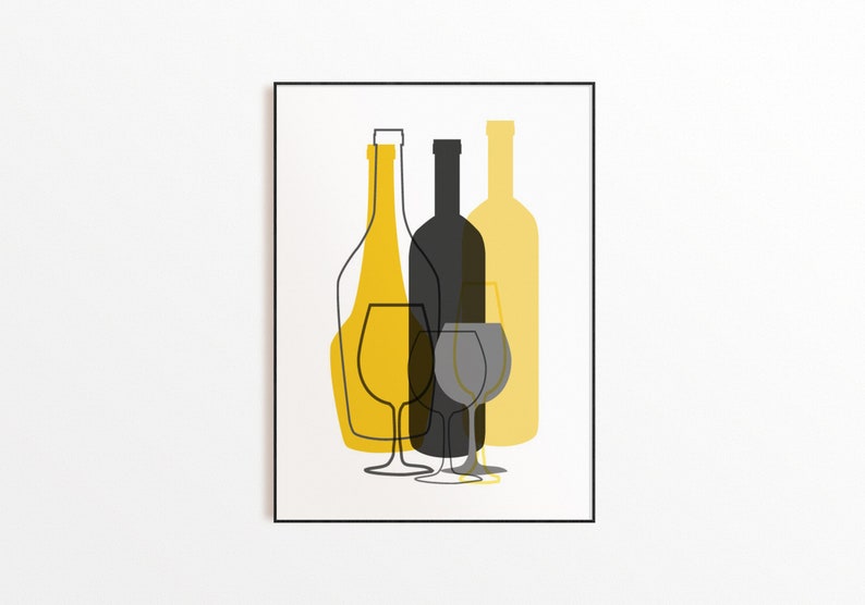 Modern Yellow and Gray Kitchen Wall Art Set Yellow Gray Etsy